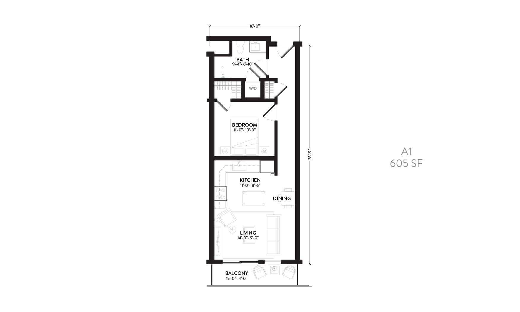 The Lydian A1 floor plan image - Denver, CO
